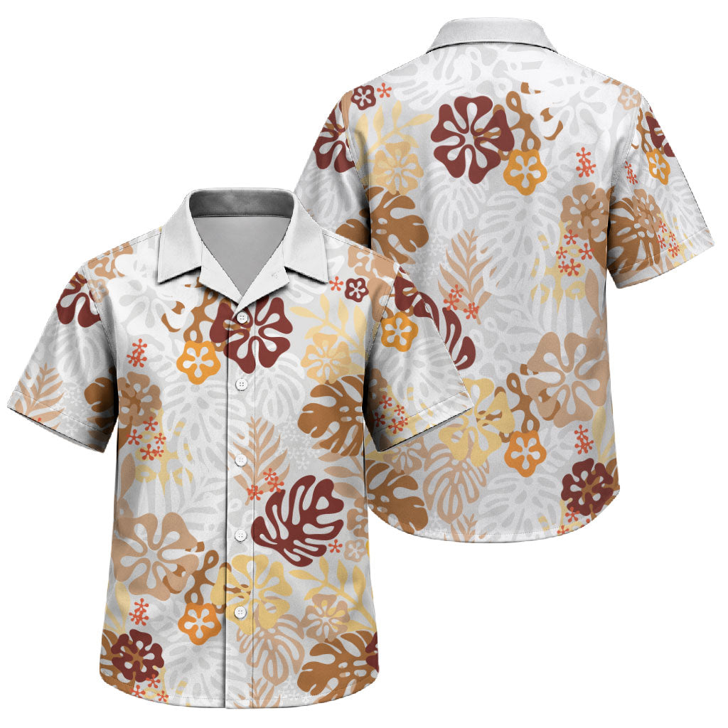 Brown Aloha Hawaiian Family Matching Summer Maxi Dress and Hawaiian Shirt Monstera Hibiscus Tropical Pattern