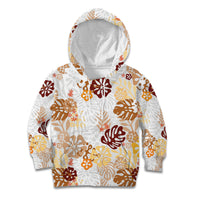 Brown Aloha Hawaiian Kid Hoodie Monstera Hibiscus Tropical Pattern