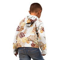Brown Aloha Hawaiian Kid Hoodie Monstera Hibiscus Tropical Pattern