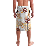 Brown Aloha Hawaiian Lavalava Monstera Hibiscus Tropical Pattern