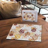 Brown Aloha Hawaiian Puzzle Monstera Hibiscus Tropical Pattern