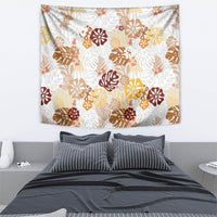 Brown Aloha Hawaiian Tapestry Monstera Hibiscus Tropical Pattern