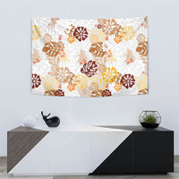 Brown Aloha Hawaiian Tapestry Monstera Hibiscus Tropical Pattern