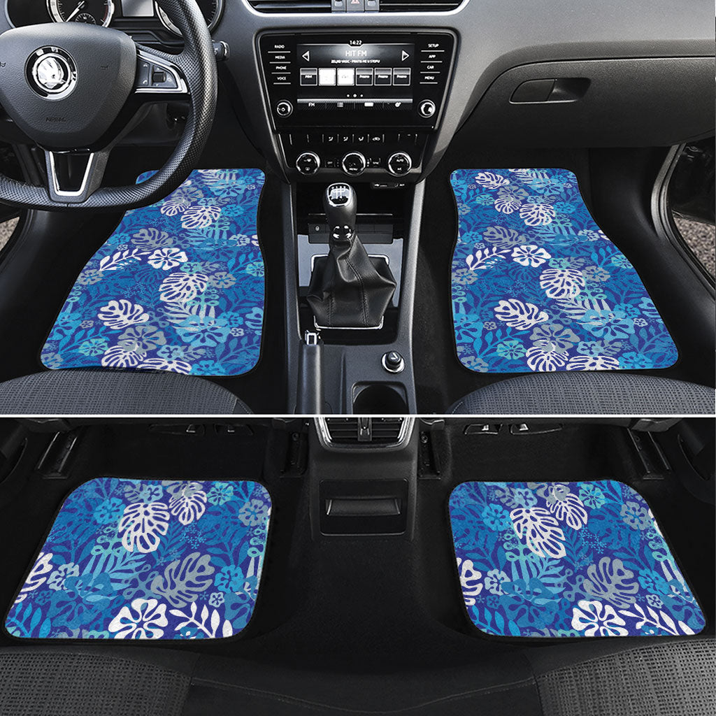 Blue Aloha Hawaiian Car Mats Monstera Hibiscus Tropical Pattern LT19 Set 4pcs Blue - Polynesian Pride