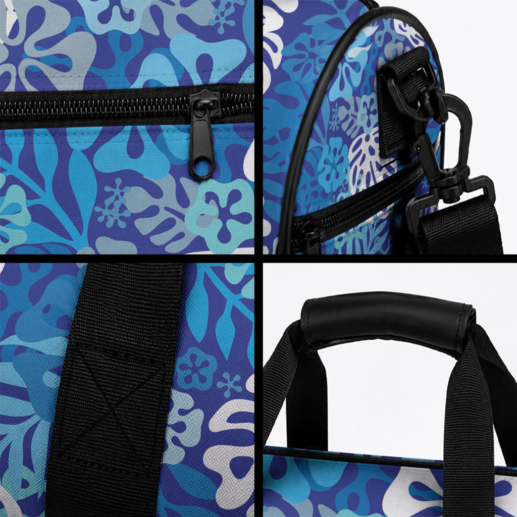 Blue Aloha Hawaiian Duffle Bag Monstera Hibiscus Tropical Pattern LT19 - Polynesian Pride