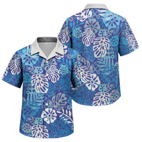 Blue Aloha Hawaiian Family Matching Short Sleeve Bodycon Dress and Hawaiian Shirt Monstera Hibiscus Tropical Pattern