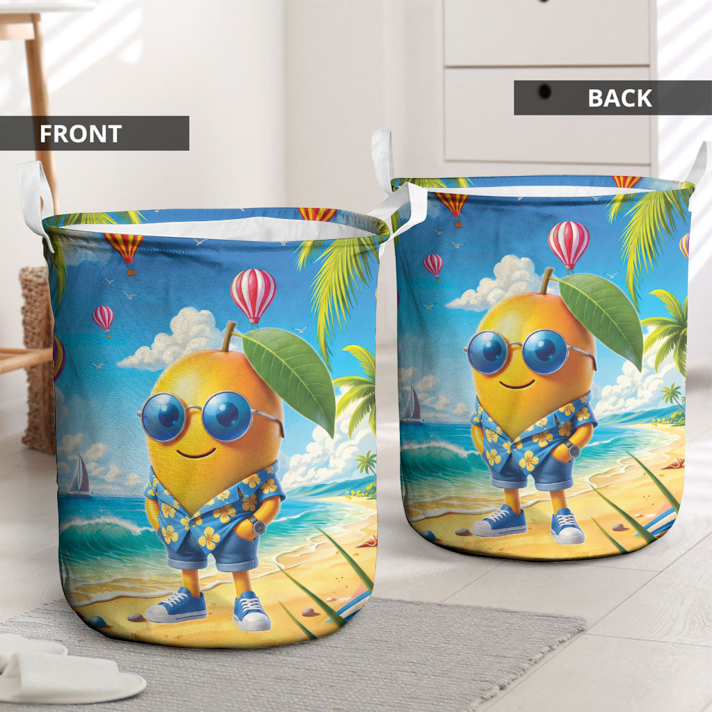 Funny Hawaii Mango Laundry Basket Tropical Summer Beach Mascot Vacation