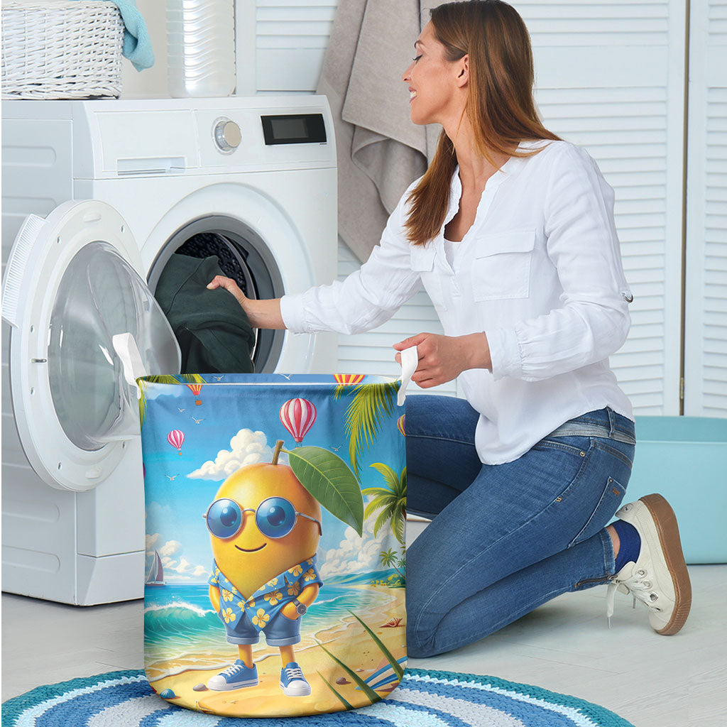 Funny Hawaii Mango Laundry Basket Tropical Summer Beach Mascot Vacation