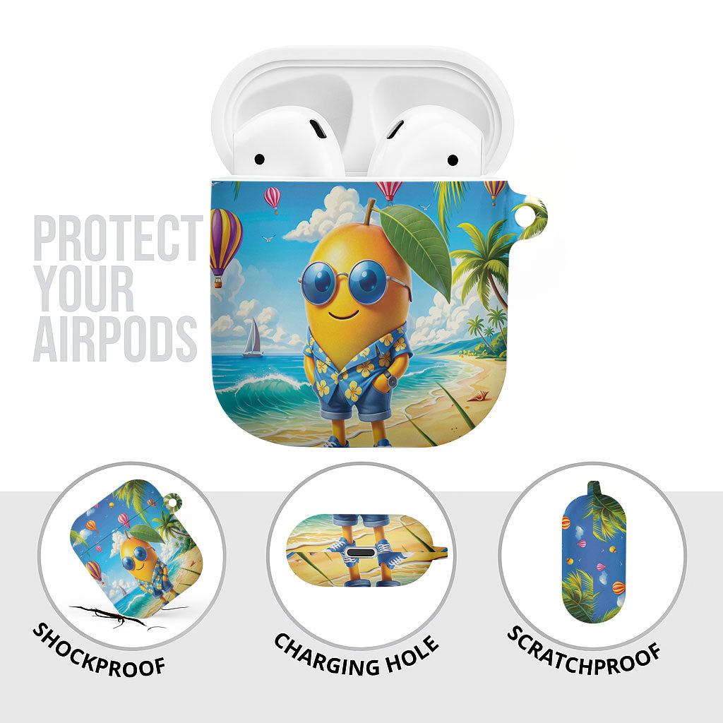 Funny Hawaii Mango AirPods Case Tropical Summer Beach Mascot Vacation