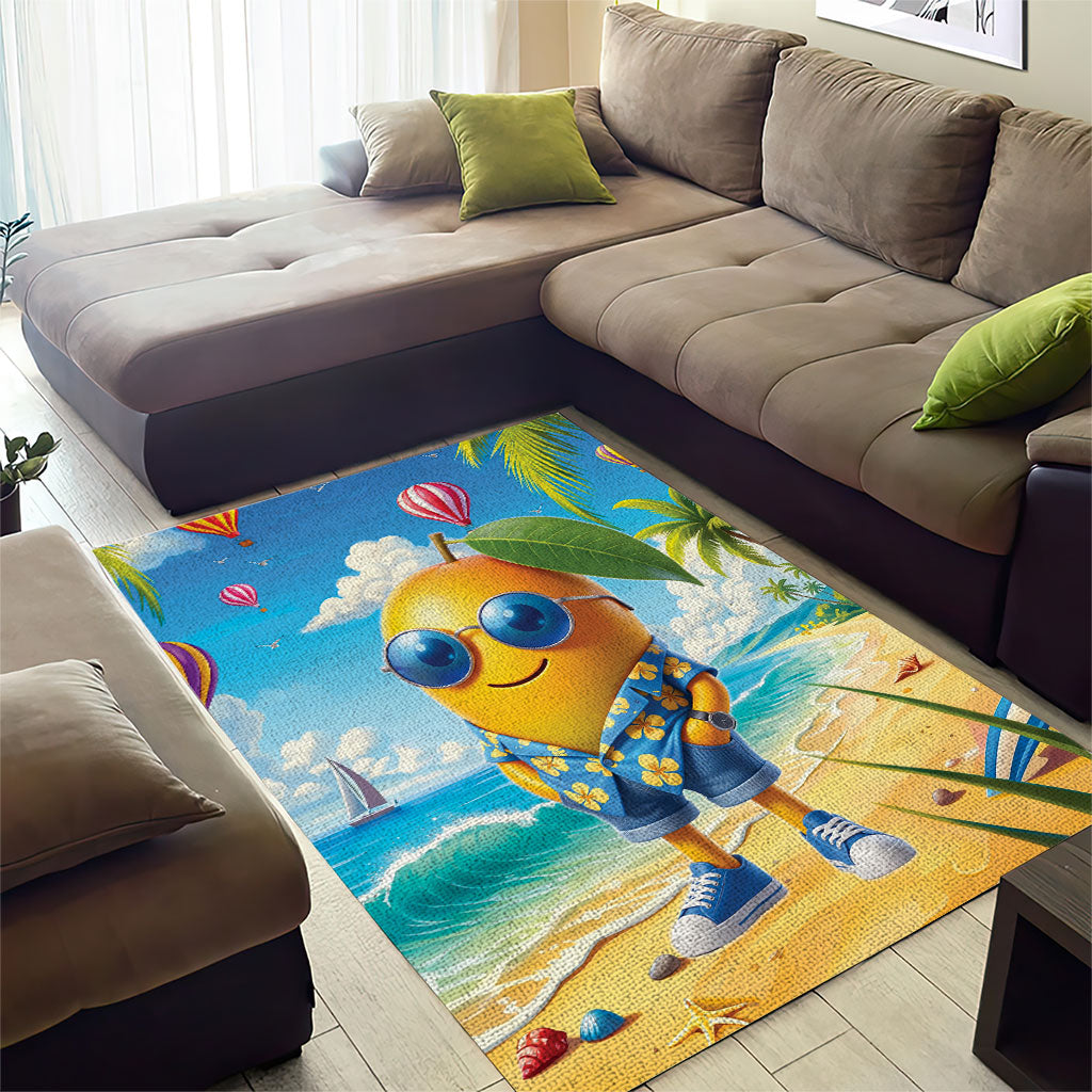 Funny Hawaii Mango Area Rug Tropical Summer Beach Mascot Vacation