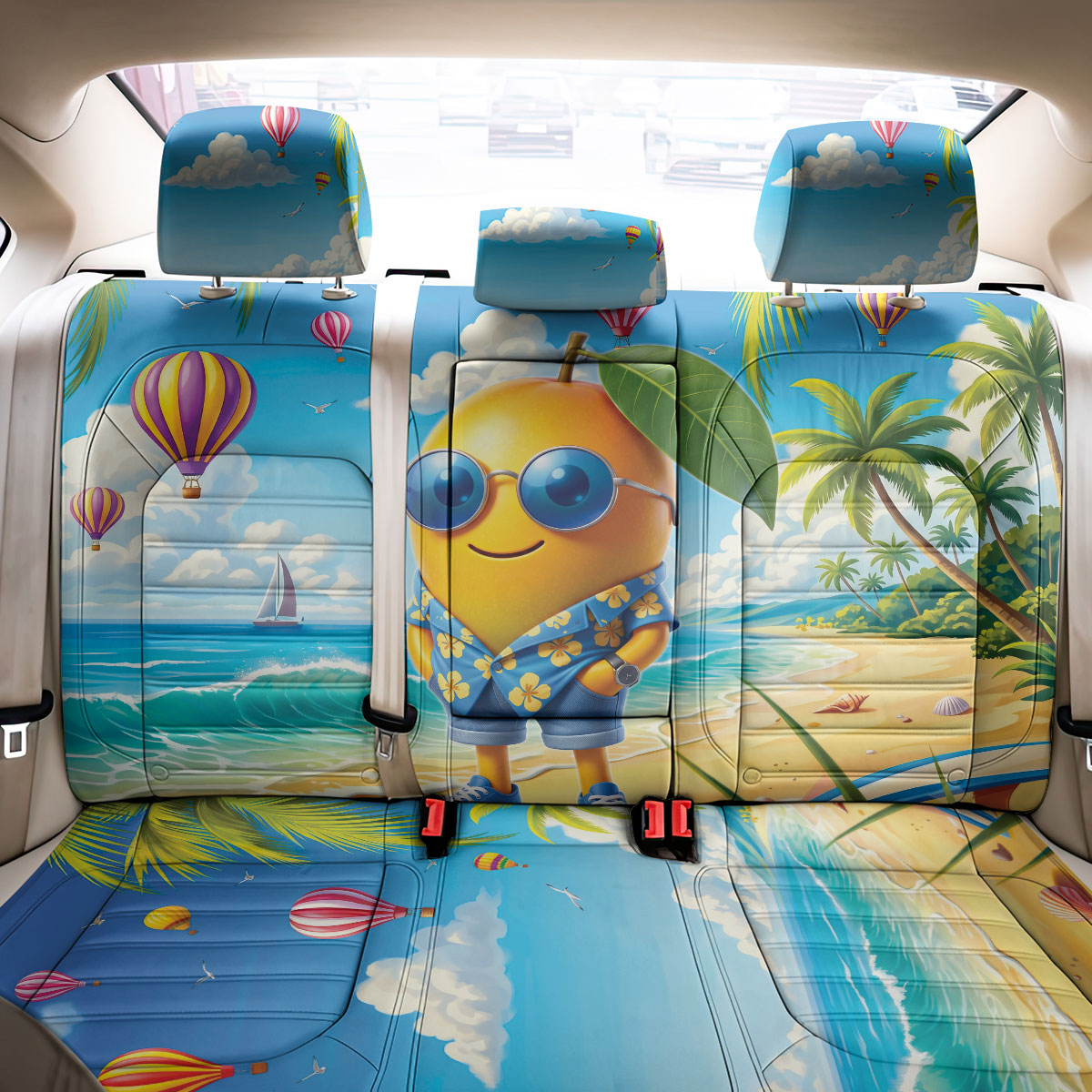 Funny Hawaii Mango Back Car Seat Cover Tropical Summer Beach Mascot Vacation