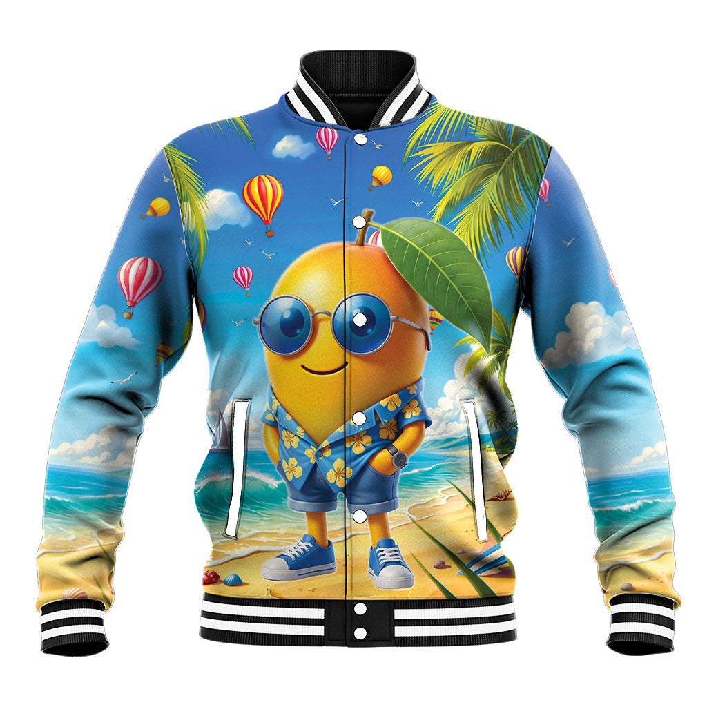 Funny Hawaii Mango Baseball Jacket Tropical Summer Beach Mascot Vacation