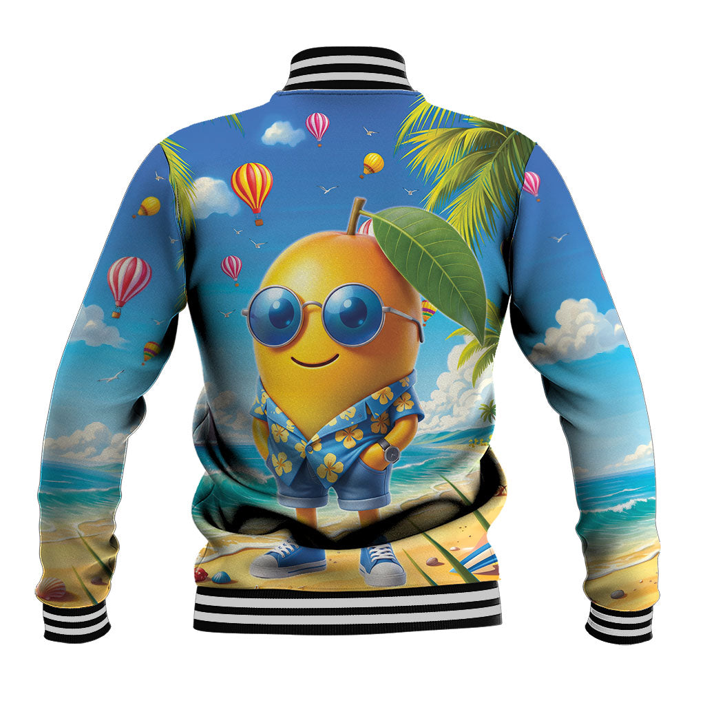 Funny Hawaii Mango Baseball Jacket Tropical Summer Beach Mascot Vacation