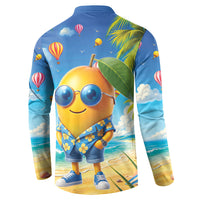 Funny Hawaii Mango Button Sweatshirt Tropical Summer Beach Mascot Vacation