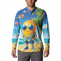 Funny Hawaii Mango Button Sweatshirt Tropical Summer Beach Mascot Vacation