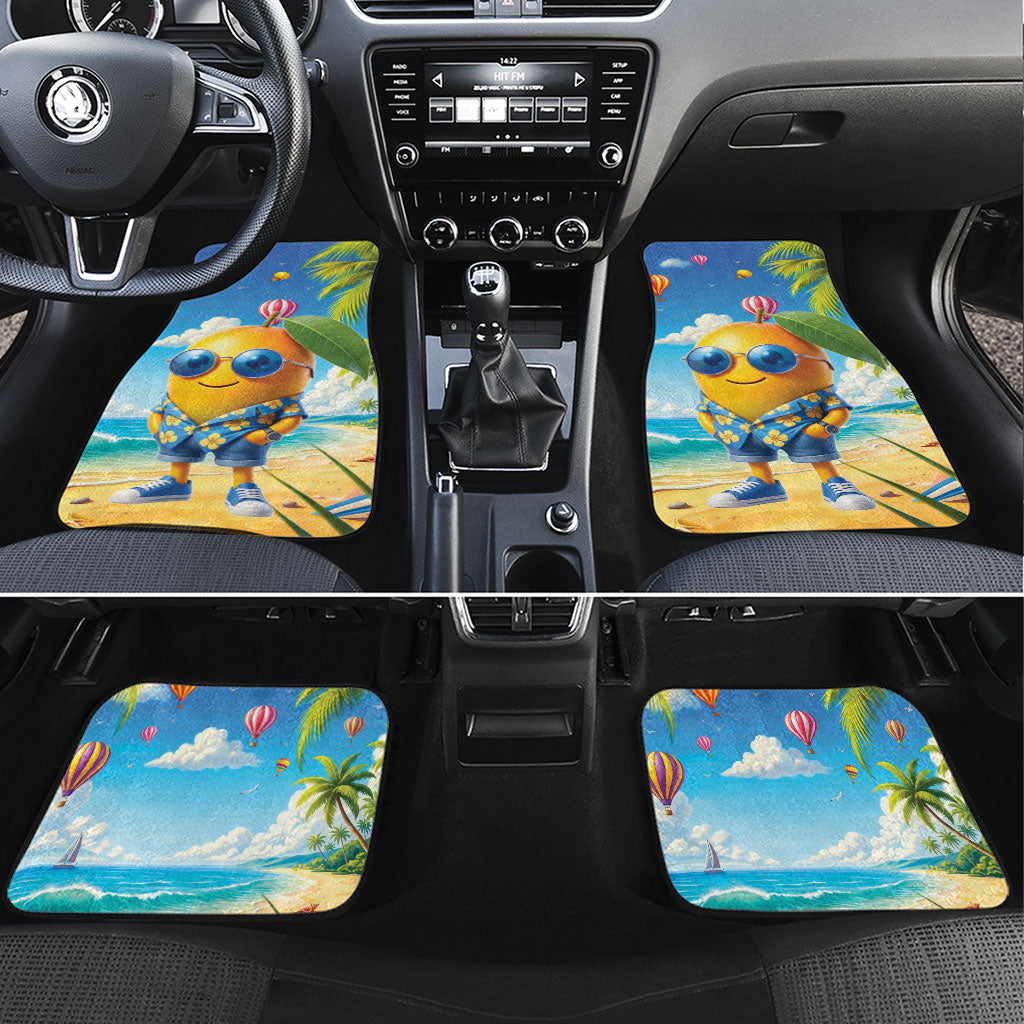 Funny Hawaii Mango Car Mats Tropical Summer Beach Mascot Vacation LT19 Set 4pcs Blue - Polynesian Pride