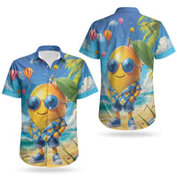 Funny Hawaii Mango Couples Matching Summer Maxi Dress and Hawaiian Shirt Tropical Summer Beach Mascot Vacation