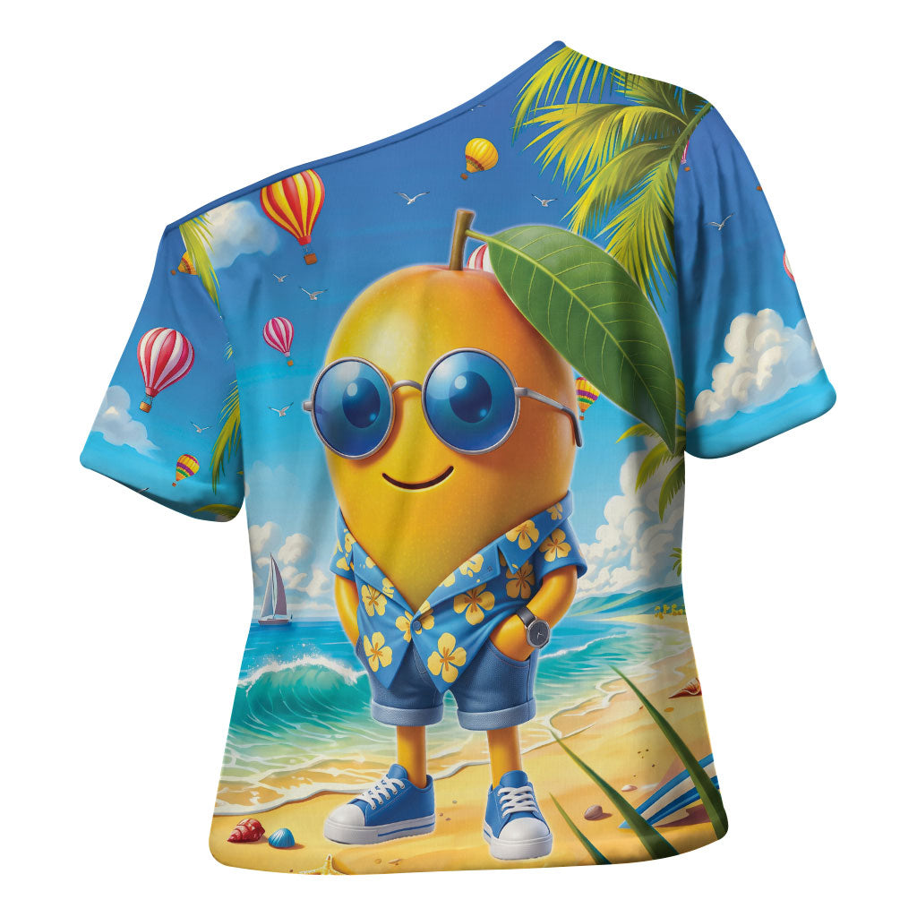 Funny Hawaii Mango Cross Shoulder Shirt Tropical Summer Beach Mascot Vacation