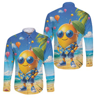 Funny Hawaii Mango Family Matching Off Shoulder Short Dress and Hawaiian Shirt Tropical Summer Beach Mascot Vacation