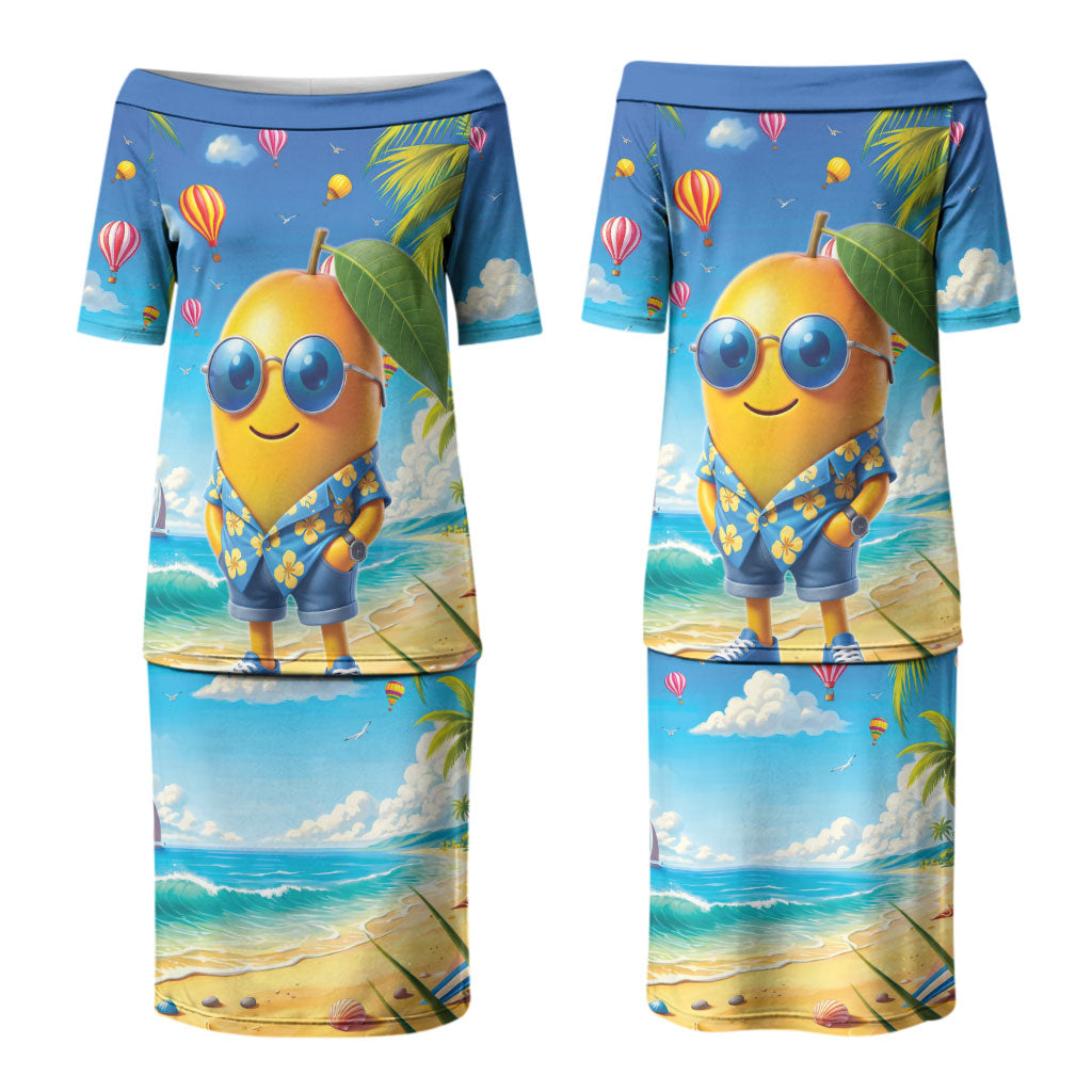 Funny Hawaii Mango Family Matching Puletasi and Hawaiian Shirt Tropical Summer Beach Mascot Vacation