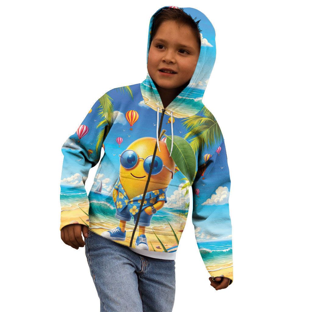 Funny Hawaii Mango Kid Hoodie Tropical Summer Beach Mascot Vacation