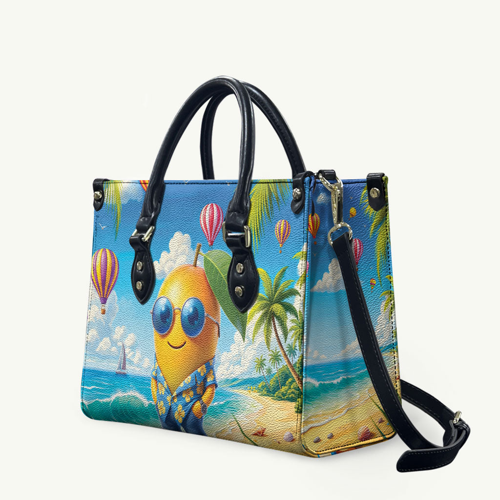 Funny Hawaii Mango Leather Bag Tropical Summer Beach Mascot Vacation LT19 Blue - Polynesian Pride