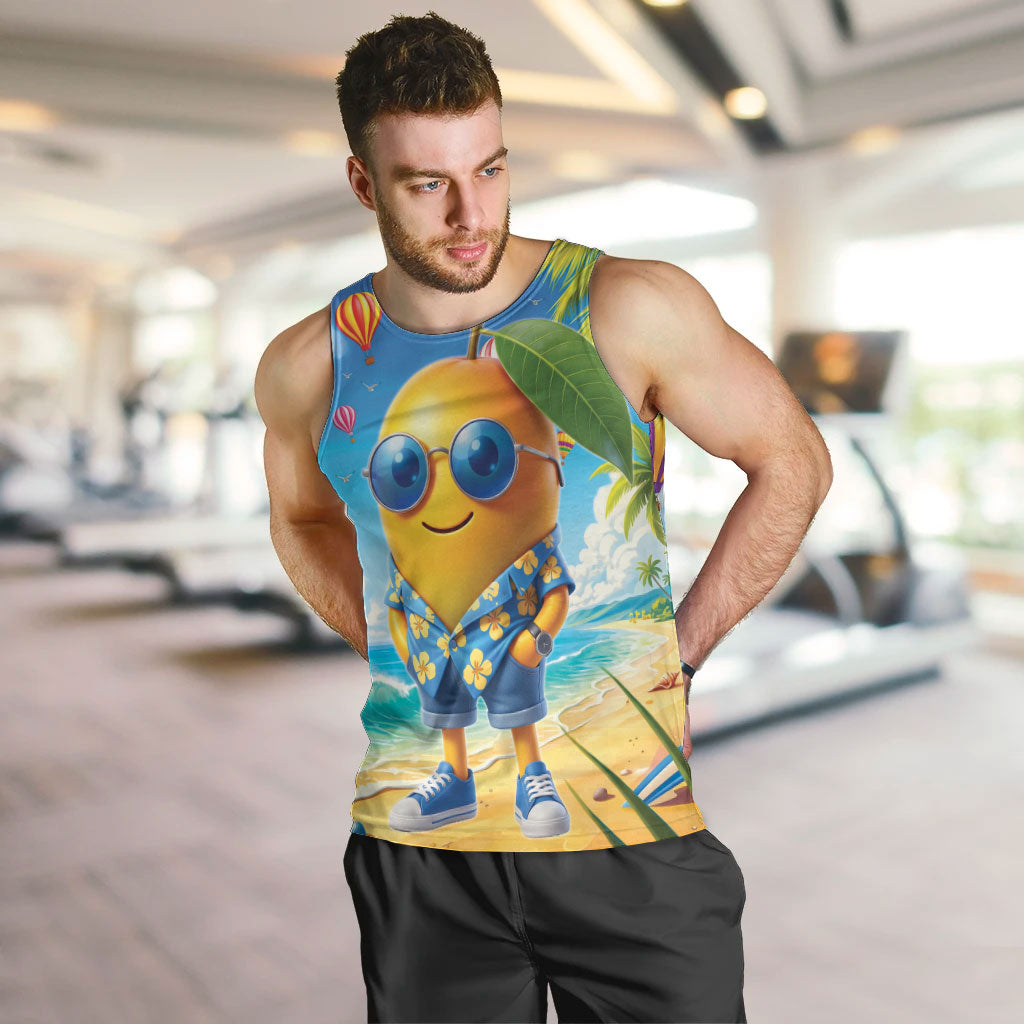Funny Hawaii Mango Men Tank Top Tropical Summer Beach Mascot Vacation