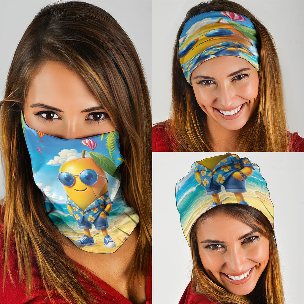 Funny Hawaii Mango Neck Gaiter Tropical Summer Beach Mascot Vacation