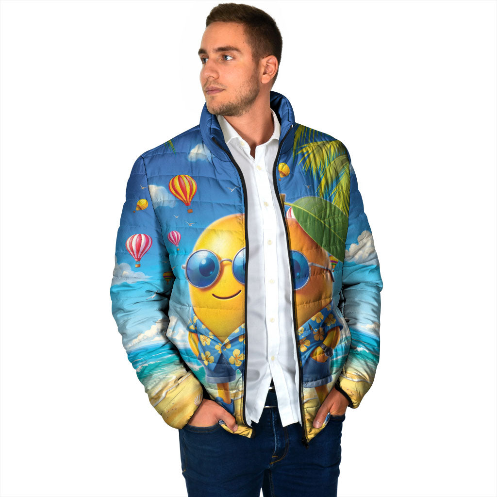 Funny Hawaii Mango Padded Jacket Tropical Summer Beach Mascot Vacation