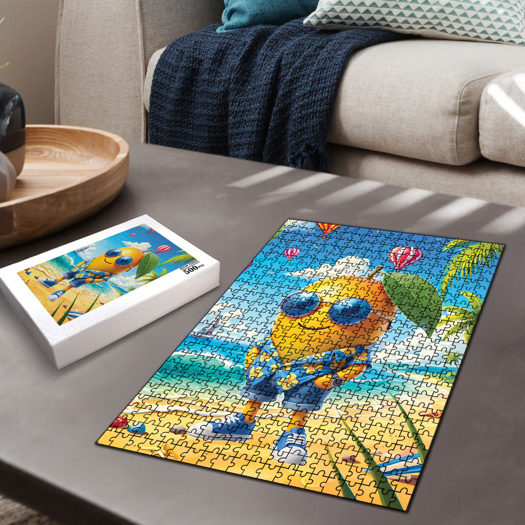 Funny Hawaii Mango Puzzle Tropical Summer Beach Mascot Vacation