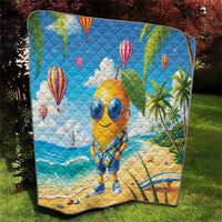Funny Hawaii Mango Quilt Tropical Summer Beach Mascot Vacation