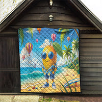 Funny Hawaii Mango Quilt Tropical Summer Beach Mascot Vacation