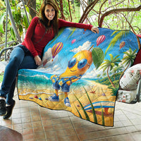 Funny Hawaii Mango Quilt Tropical Summer Beach Mascot Vacation