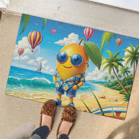 Funny Hawaii Mango Rubber Doormat Tropical Summer Beach Mascot Vacation