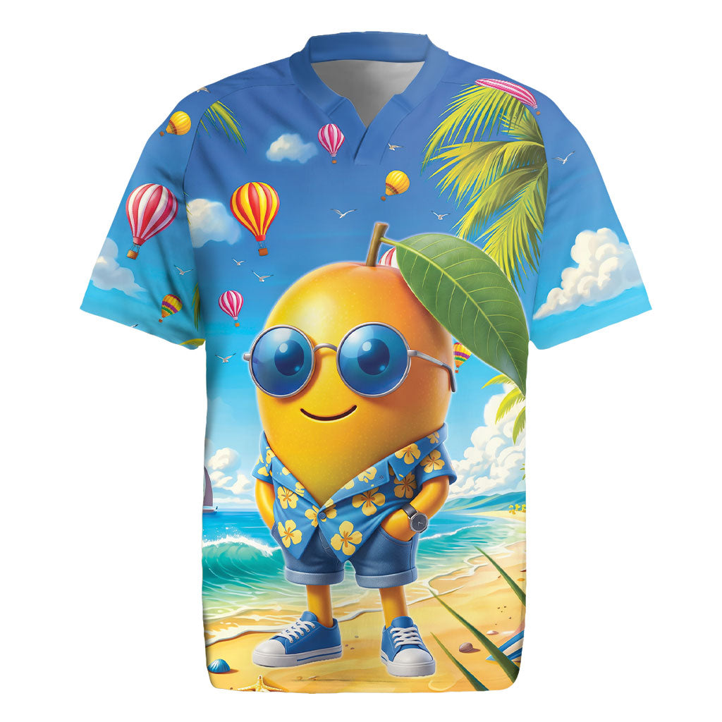 Funny Hawaii Mango Rugby Jersey Tropical Summer Beach Mascot Vacation