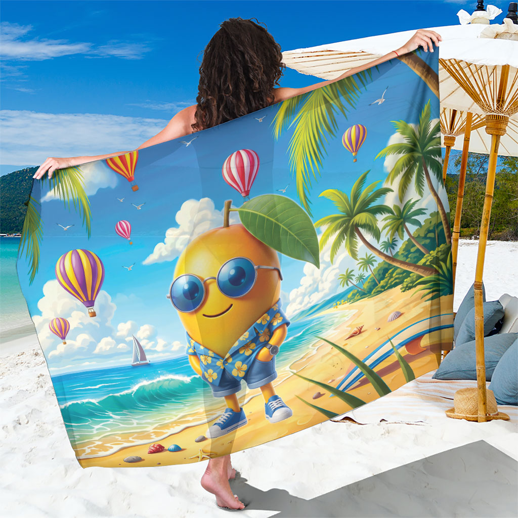 Funny Hawaii Mango Sarong Tropical Summer Beach Mascot Vacation LT19 One Size 44 x 66 inches Blue - Polynesian Pride