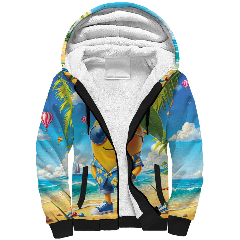 Funny Hawaii Mango Sherpa Hoodie Tropical Summer Beach Mascot Vacation