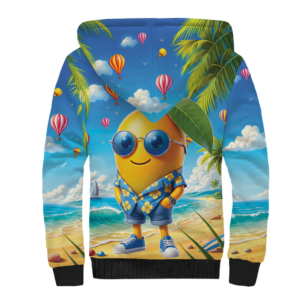 Funny Hawaii Mango Sherpa Hoodie Tropical Summer Beach Mascot Vacation