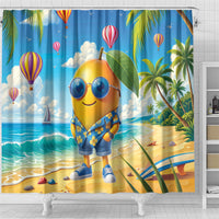 Funny Hawaii Mango Shower Curtain Tropical Summer Beach Mascot Vacation