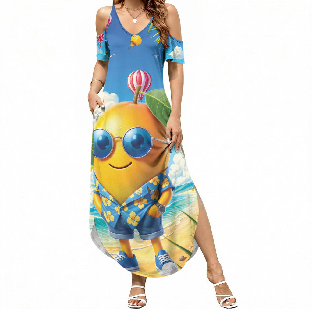 Funny Hawaii Mango Summer Maxi Dress Tropical Summer Beach Mascot Vacation