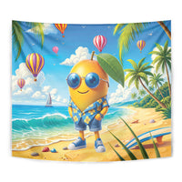 Funny Hawaii Mango Tapestry Tropical Summer Beach Mascot Vacation