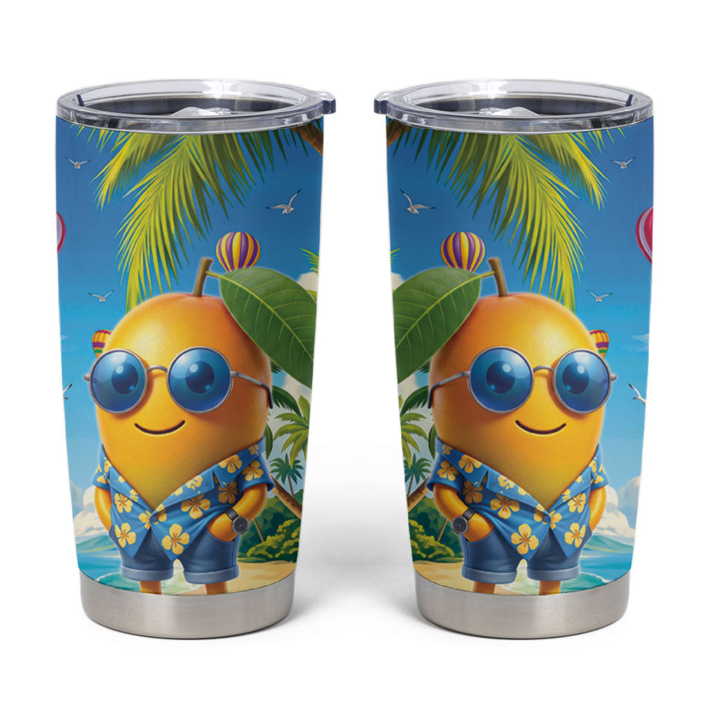 Funny Hawaii Mango Tumbler Cup Tropical Summer Beach Mascot Vacation