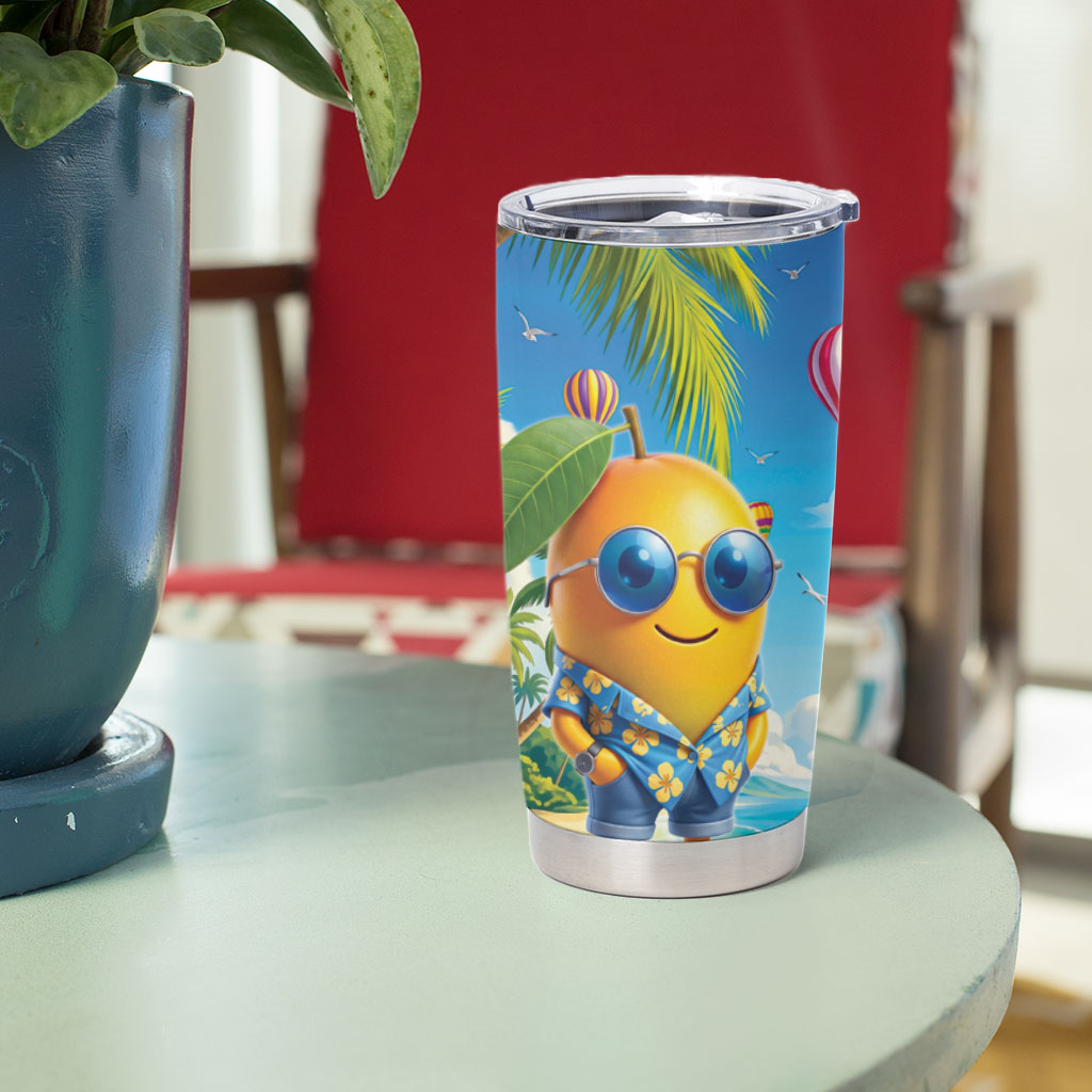 Funny Hawaii Mango Tumbler Cup Tropical Summer Beach Mascot Vacation
