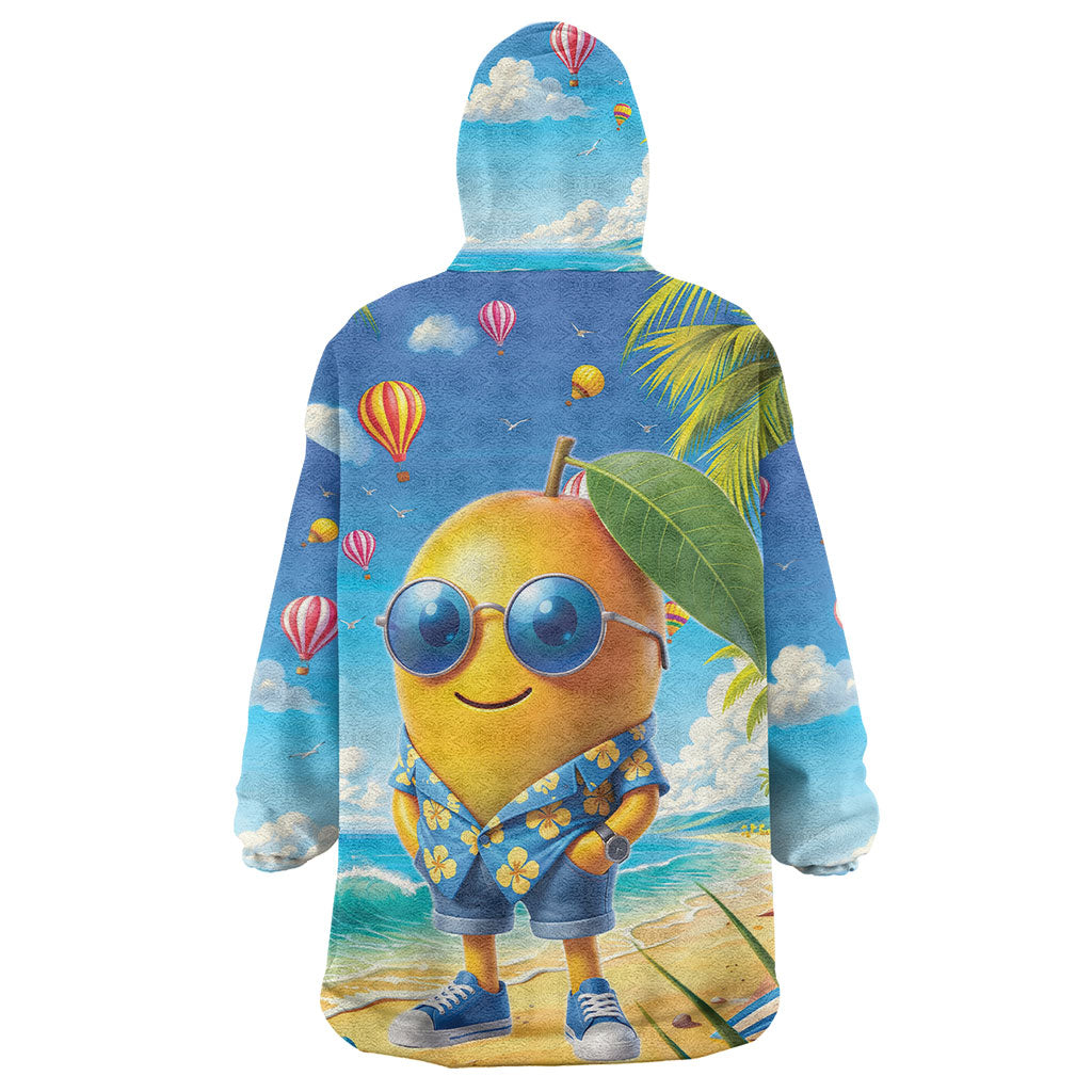 Funny Hawaii Mango Wearable Blanket Hoodie Tropical Summer Beach Mascot Vacation