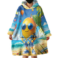 Funny Hawaii Mango Wearable Blanket Hoodie Tropical Summer Beach Mascot Vacation