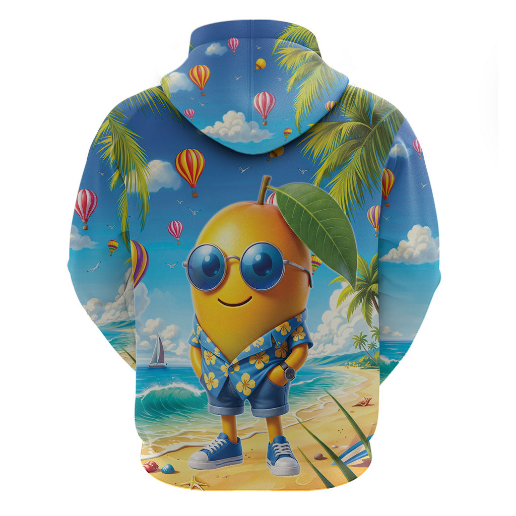 Funny Hawaii Mango Zip Hoodie Tropical Summer Beach Mascot Vacation