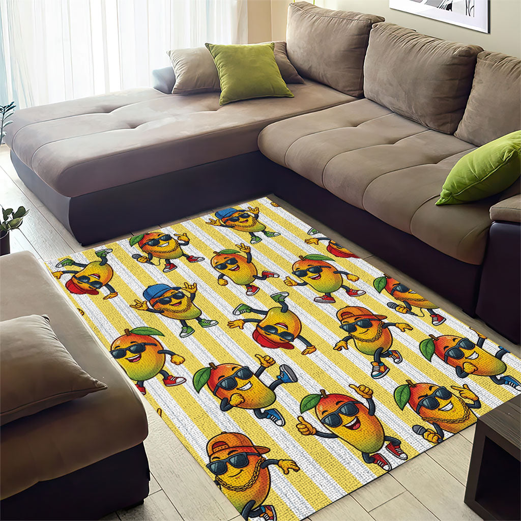 Funny Hawaii Mango Hip Hop Cartoon Area Rug Summer Beach Party