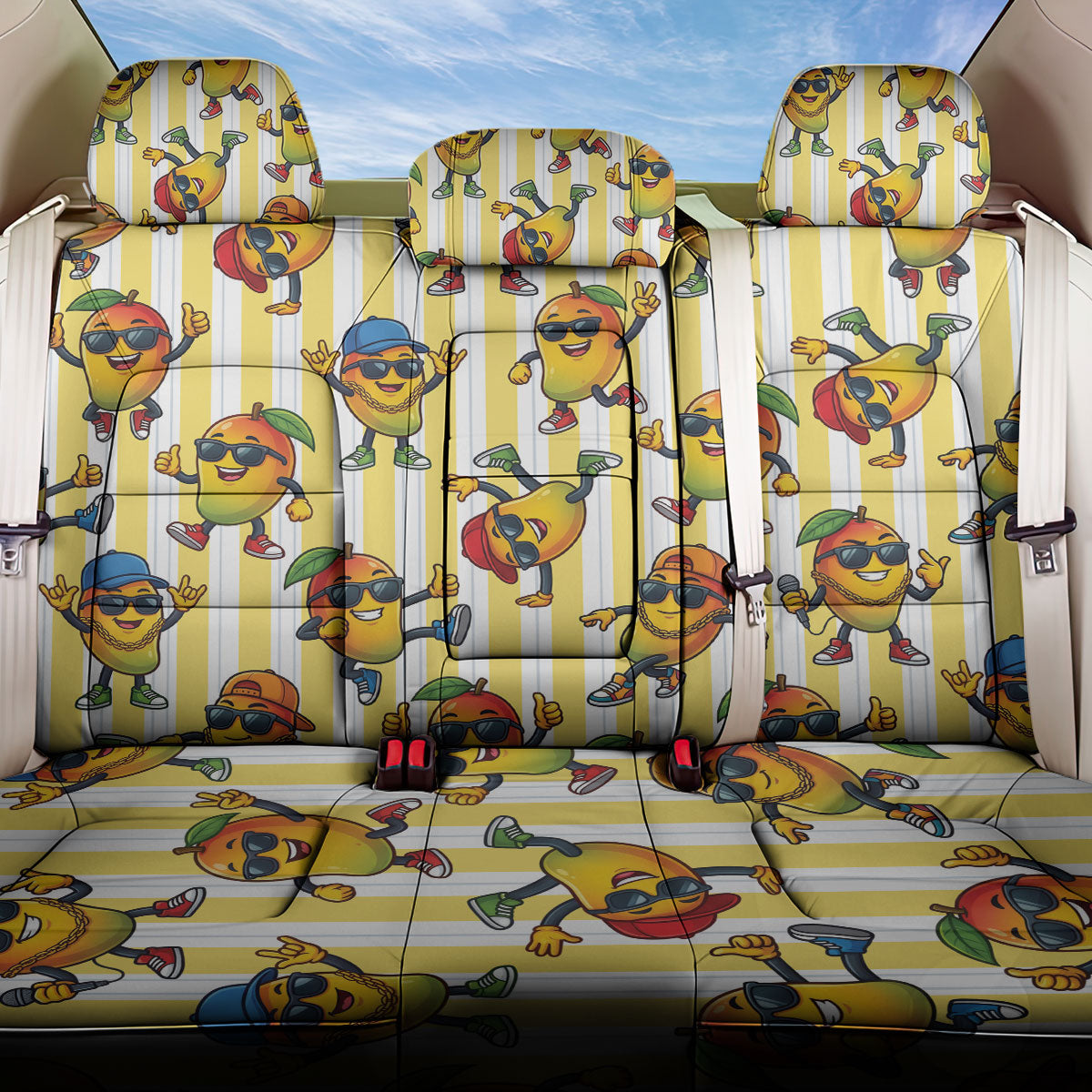 Funny Hawaii Mango Hip Hop Cartoon Back Car Seat Cover Summer Beach Party