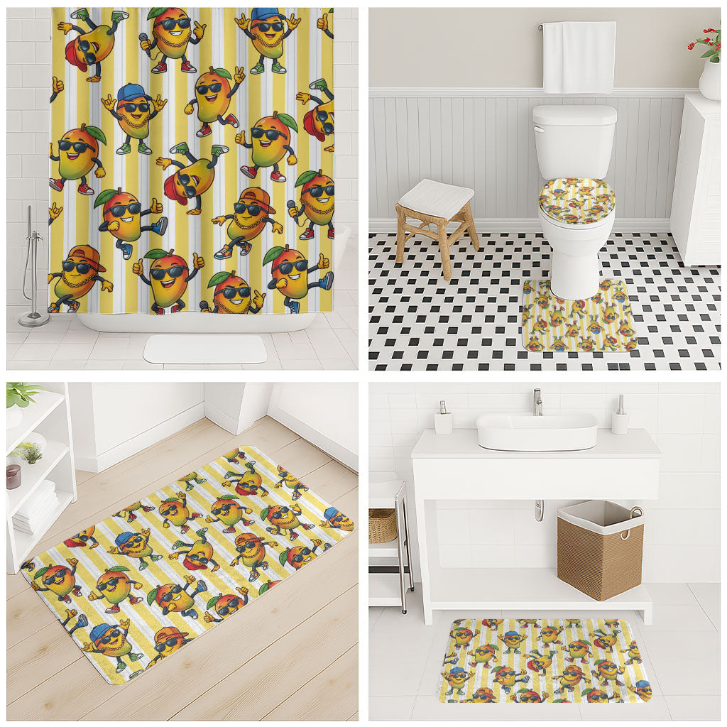 Funny Hawaii Mango Hip Hop Cartoon Bathroom Set Summer Beach Party