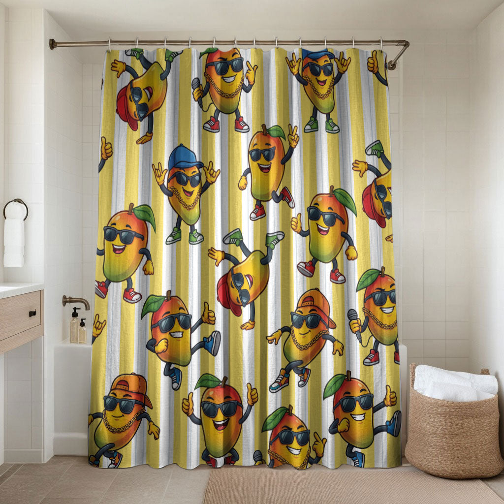 Funny Hawaii Mango Hip Hop Cartoon Bathroom Set Summer Beach Party